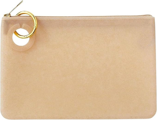 Oventure Large Silicone Pouch – Gold Confetti Glitter, Waterproof Zipper Bag & Holiday Gift for Women, Makeup & Travel by Oventure