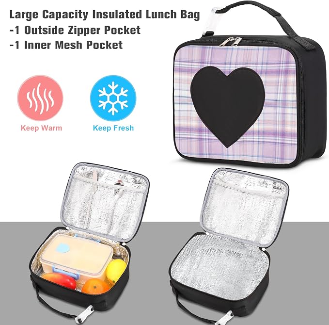 ACESAK Backpack for Girls - Bookbag Backpacks Schoolbag for Girls Kids Teen Women Casual Travel Daypacks - School Bag Elementary Middle School College Cute Backpack with Lunch Box (Black Purple) - Image 4