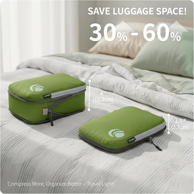 Cipway - 5 Set Compression Packing Cubes for Travel, Ultralight Packing Organizers for Luggage Suitcase & Backpack (Green), L - Image 2