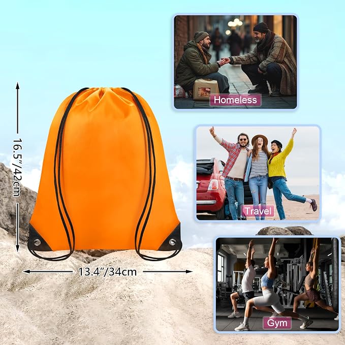 Grneric Drawstring Backpack Bulk 28 PCS Drawstring Bags String Backpack Cinch Bag Sackpack for Men Women Gym (Orange) - Image 2