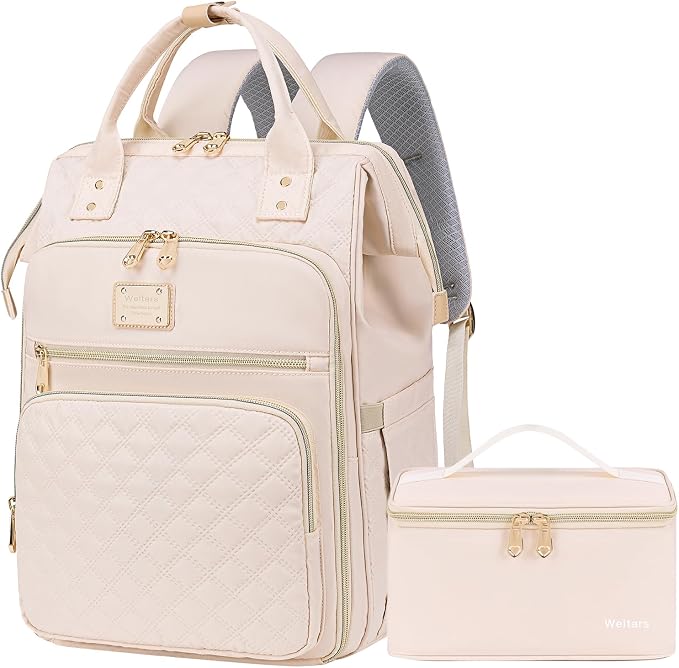 Weitars Lunch Backpack For Women,15.6 Inch Laptop Backpacks For Womens Back pack, Travel Backpacks,Work Back packs For Women (Beige) by Weitars