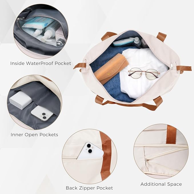 Hardside Luggage Sets, Lightweight Suitcase with Spinner Wheels, Ivory - Image 3