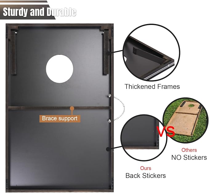 Cornhole Set 4x2 and 3X2 Regulation Size Corn Holes Sets with Carrying Bags & 8 Bean Bags Cornhole Boards Bean Toss Games for Adults Family Outdoor Beach Lawn Outside Backyard Games - Image 4
