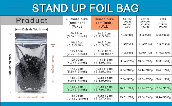 FERENLI 100 Pieces Stand Up Clear for Zip Resealable Aluminum Mylar Foil Lock Plastic Packaging Bag Zipper Lock Heat Sealable with Tear Notch Long Term Food Storage 6.3x9.4 inch - Image 2