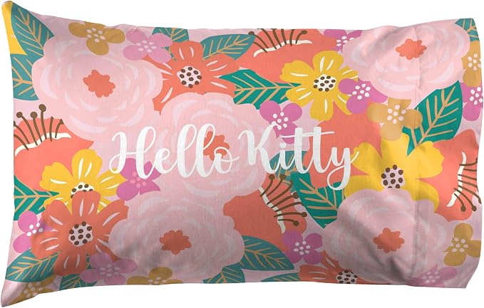 Jay Franco Sheet Set with Fitted, Flat Sheets & Pillow Cover - Ultra-Soft Bedding with Pillowcase for Room Decor, Multi - Hello Kitty, 3 Piece Twin - Image 5