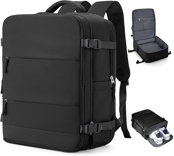 coowoz Large Travel Backpack Carry On for Women Man Black Waterproof Gym Backpacks with Laptop Compartment Mochila de Viaje Teacher Personal Item Backpack Rucksack Airplane Accessories Must Haves by coowoz