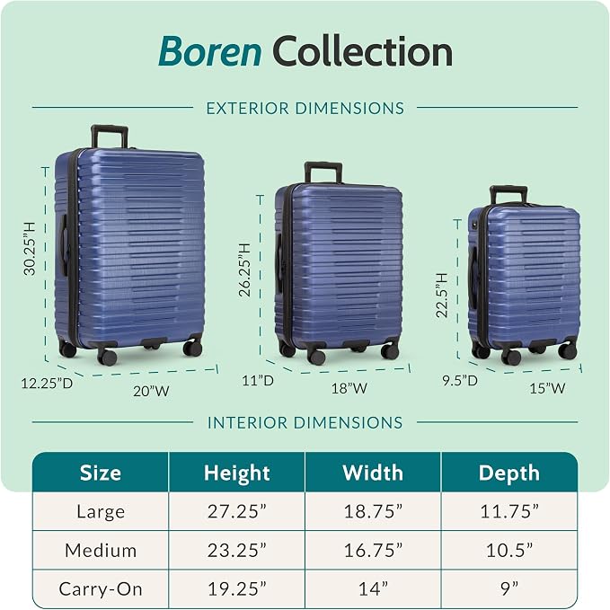 U.S. Traveler Boren Expandable Hardside Rugged Travel Luggage with 8 Spinner Wheels, Navy, Checked-Large 30-Inch - Image 2