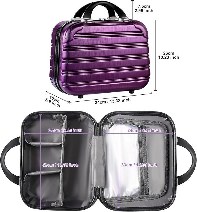 14-Inch Makeup Train Case Hardshell PC+ABS Travel Cosmetic Organizer, Makeup Storage Box for Toiletry Durable Portable Gifts for Women. - Image 4