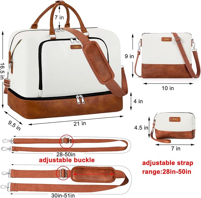 Travel Weekender Bag for Women, 21" Overnight Bag with Shoe Compartment 50L Large Travel Duffel Bag Carry On Tote for Weekend, Overnight, Business Trips, Water Resistant - Image 7