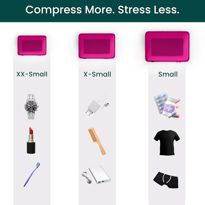 NOBL Travel Compressible Packing Cubes Set, 6 Pieces Travel Packing Organizers, Compression Luggage Cubes for Suitcases & Carry On, Space Saving (XXS, XS, S, M, L, XL) - Hot Pink - Image 4