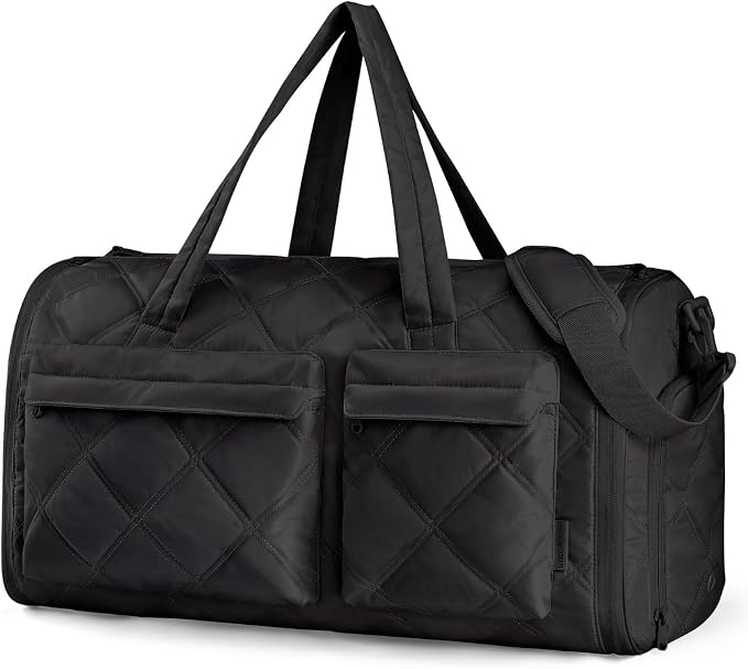 BAGSMART Garment Duffel Bag, Convertible 2-in-1 Puffy Water-Resistant Carry-On with Shoe Compartment (A-Black) by BAGSMART