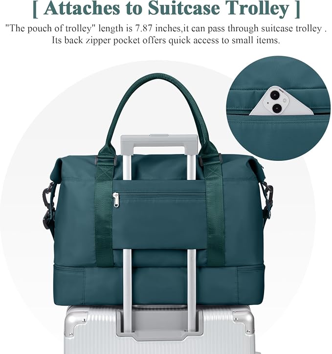 Travel Duffel Bag with Shoes Compartment,Weekender Bags for Women Travel | Overnight Carry-On Bag with Toiletry Bag, For Spirit Airlines 18x14x8 Personal Item Bag - Image 7