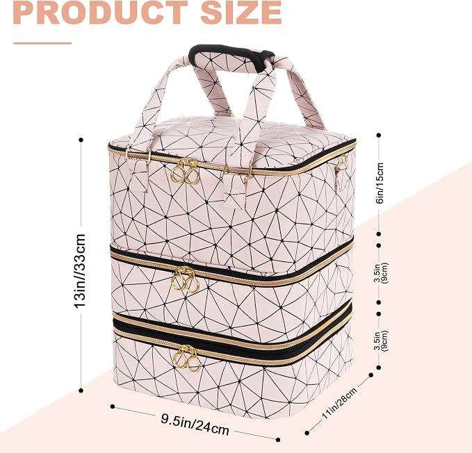 Uross Nail Polish Organizer Bag Holds 84 Bottles Nail Polish & Nail Lamp,Large Gel Nail Polish Organizers and Storage box for Nail Tech, Nail Kit Supplies Organizer Case-Lightpink - Image 5