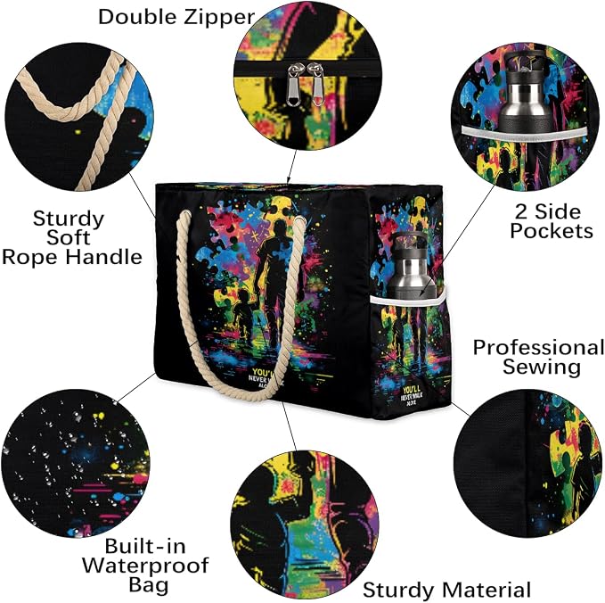 Large Beach Bag with Zipper Beach Bags for Women Water Resistant Swim Pool Bag - Image 5