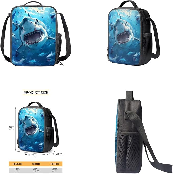 Shark Backpack for Boys Kids Backpack with Lunch Box Water Bottle Holder and Soft Pencil Case 4 in 1 Set Bookbag with Front Pocket for School Teens 17 inch Lightweight School Bag for Girls - Image 4