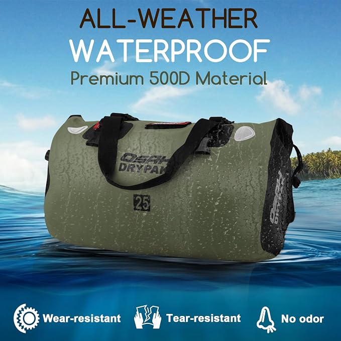 OSAH DRYPAK Waterproof Duffel Bag - Motorcycle Dry Bag Tail Bag with Large Storage Space, Waterproof Luggage Duffle Bags with Outer Mesh Zipper Pocket for Camping, Kayaking, Fishing & Traveling - Image 4