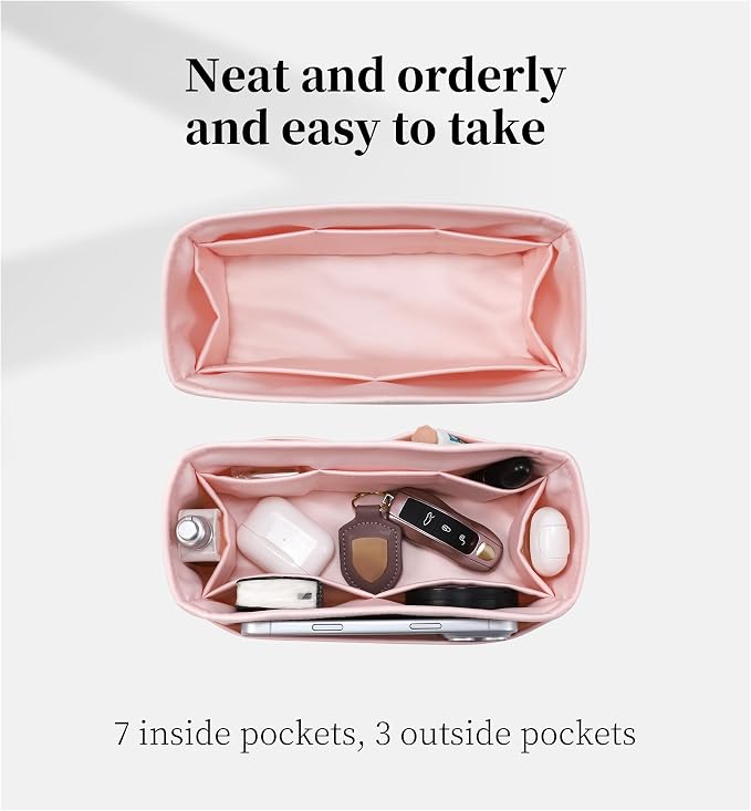 Satin Purse Organizer for Birkin 40, Pink | Custom Fit, Multiple Pockets, Lightweight Purse Essentials, Ideal for Travel, Shopping, and Daily Use - Image 7