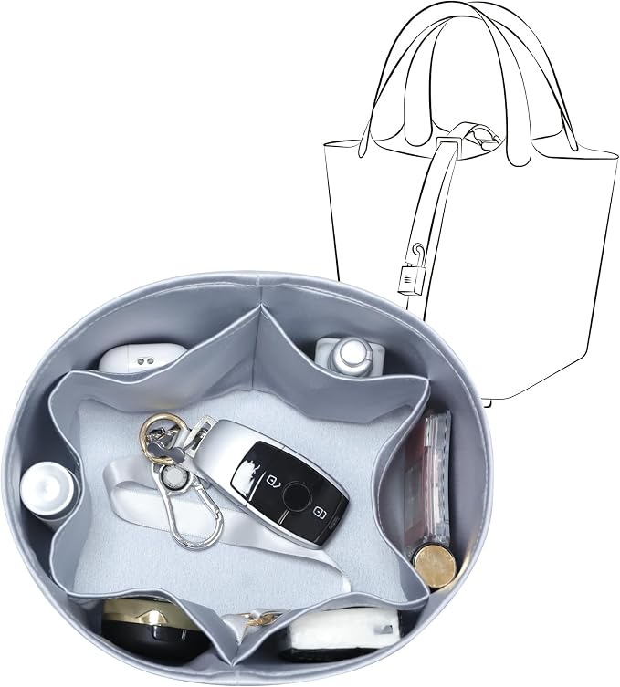 Fits for Picotin 18 Bag Insert, Premium Silk Purse Organizer Insert, Smooth Touch & Lightweight， Luxury Handbag Organizer with Gift Box Fits For Hermes(PC18,Blue Pale) by JLYZMoon