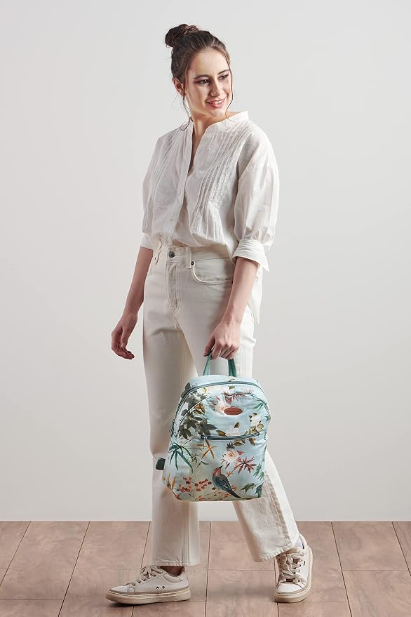 Maison d' Hermine Backpack for Women Men Cotton Shoulder Multipurpose Rucksack with Small Pouch Lightweight Multi Pocket Bag for Travel Work Beach Perfect for Spring Summer (Hokuzai - Blue) - Image 8