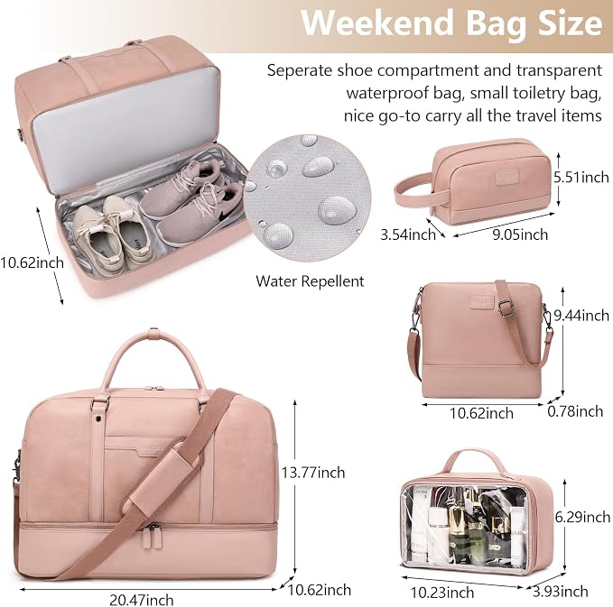 Wogarl Weekender Bag for Women Men Large Overnight Bag Travel Duffel Bag with Shoe Compartment Toiletry Satchel Bag Carry On Bag Fit 21" Laptop - Image 6