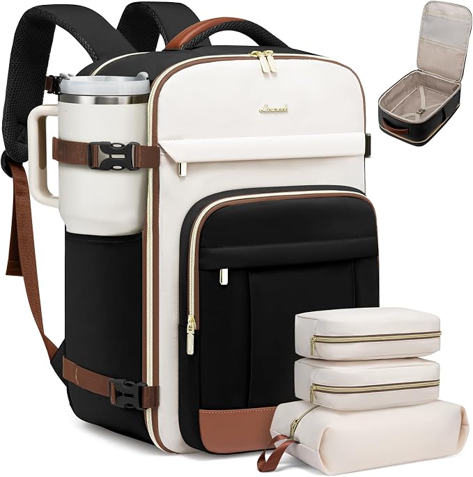 LOVEVOOK 40L Travel Backpack for Women & Men - 17.3 Inch Carry On Backpack & Personal Item Backpack for Airlines, Spacious and Durable Design, with 3 Packing Cubes by LOVEVOOK