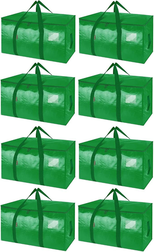 BALEINE 8-Pack Oversized Moving Bags with Reinforced Handles, Heavy-Duty Storage Tote for Clothes, Moving Supplies (Light Green, 8-Pack) by BALEINE
