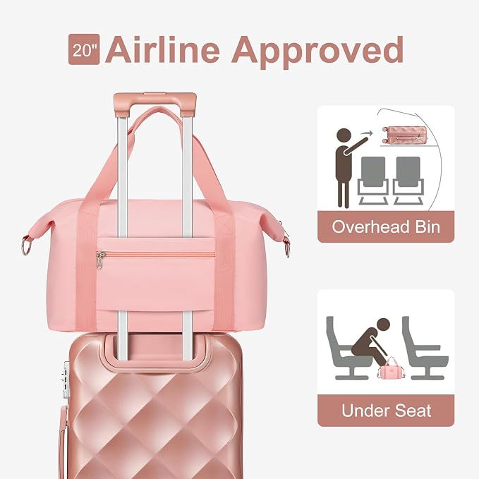 Somago Luggage Sets 20in Carry on Suitcase with TSA Lock YKK Zipper Spinner Wheels ABS Hardside Luggage 3 Piece Weekender Bags Travel Set,Rose Gold - Image 5