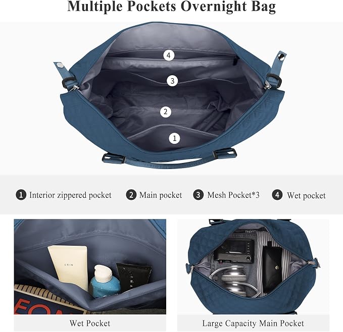 Travel Duffel Bag, Carry On Overnight Weekender Bags for Women | Travel Bag with Wet Pocket & Trolley Sleeve, For Spirit Airlines 18x14x8 Personal Item Bag - Image 4