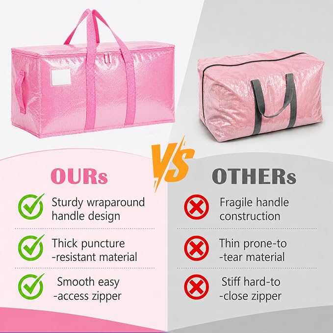 Songrey Heavy Duty Moving Bags, 4 Pack Large Storage Bags with Zipper & Handles, Waterproof Totes Bags for Clothes Packing, Moving, College Supplies, Home Organization - Image 4