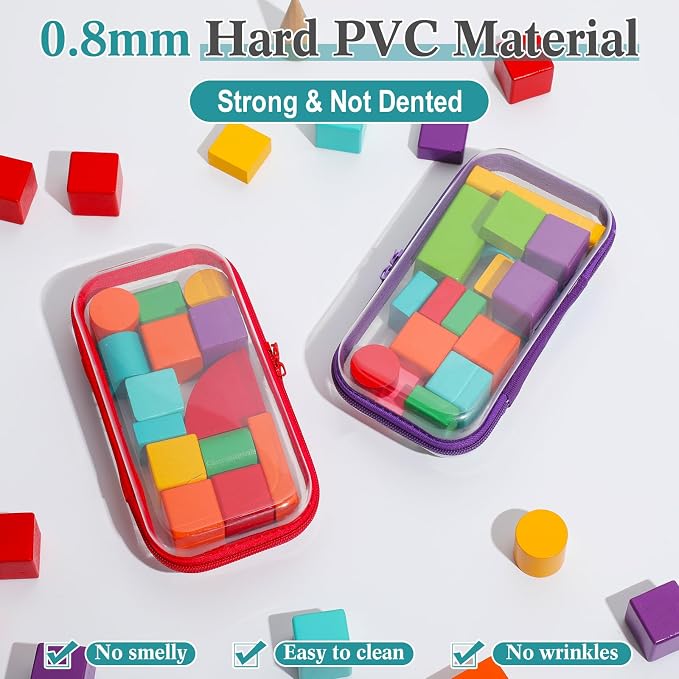 Sanwuta 6 Pcs Clear Hard Zipper Case Plastic Zipper Pouches Transparent Makeup Bag Pencil Case Pouches Toiletry Diaper Bag for Travel Toy Storage Organizer Bins - Image 4