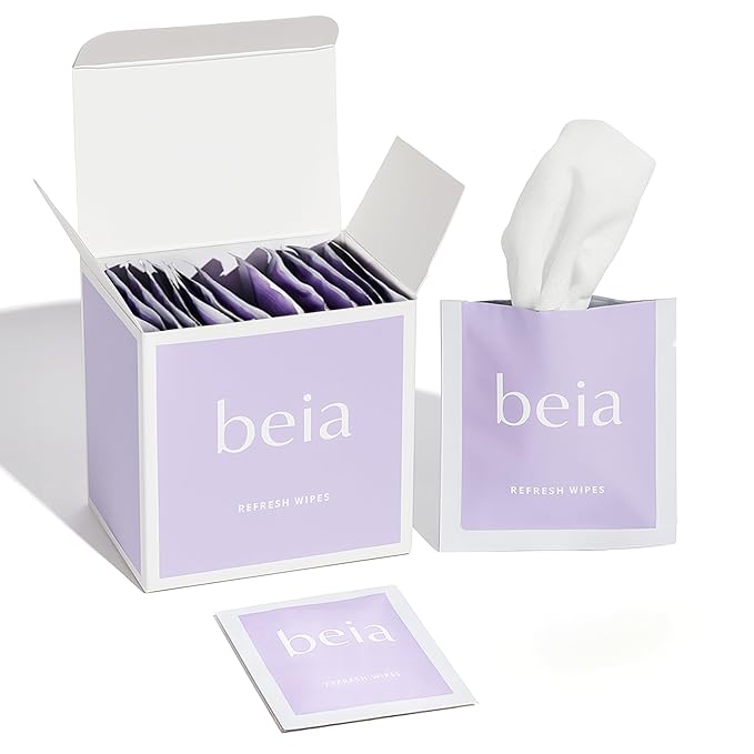 Beia Feminine Wipes Individually Wrapped - Odor Control pH Balancing Intimate Wipes for Women Hygiene with Aloe Vera & Green Tea - Fragrance Free & Vegan for Full Body & Face - 15 Refresh Travel Wipes