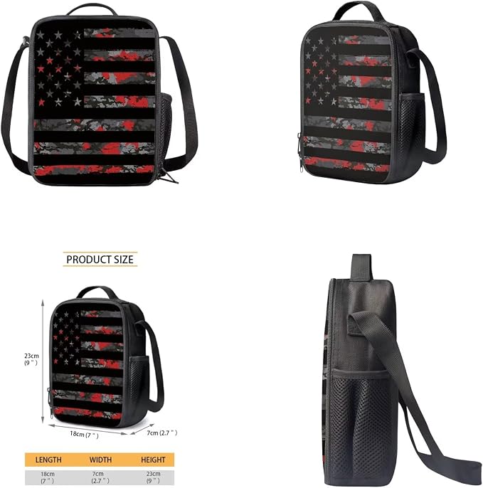 American Flag Camo Backpack for Boys Kids Backpack with Lunch Box Water Bottle Carrier and Large Pencil Case 4PCS Set Bookbag with Front Pocket for School Teens 17 inch Lightweight School Bag - Image 4