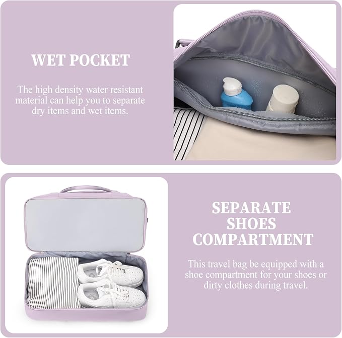 Weekender Bags for Women, Carry-On Overnight Travel Duffel Bag | Travel Bag with Shoes Compartment & Toiletry Bag, Extra Large - Image 4