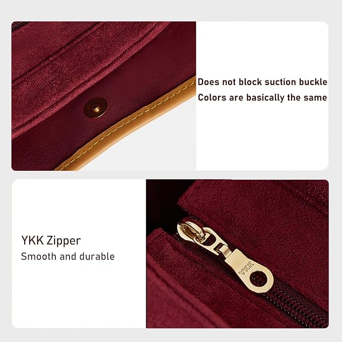Carryall PM Insert Organizer, Velvet Bag Organizer Insert Compatible with lv Carryall and More, Sturdy Gold Zipper, Pecfect for Handbag Shaped & Neat(Small,Red) - Image 3