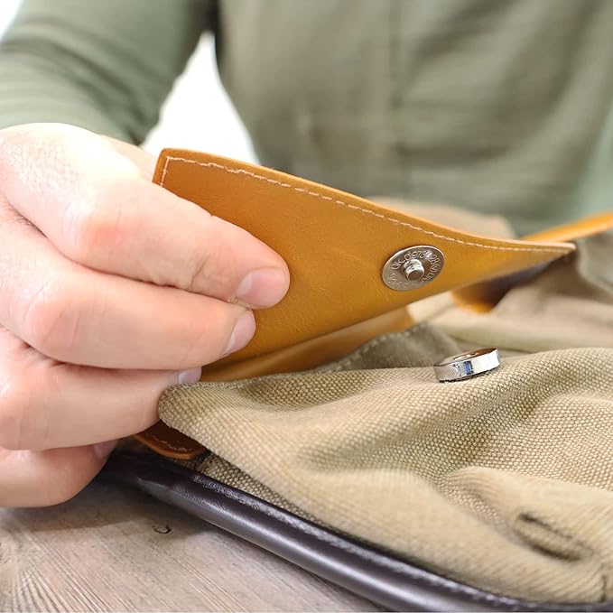Vetelli Leather Toiletry Bag for Men - Water Resistant, 2 Zippered Internal Pockets, 2 Snap-Fastened Internal Pockets, and Hanging Hook. - Image 5