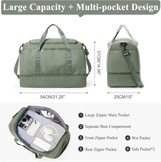 Extra Large Travel Duffle Bag,Carry on Overnight Weekend Bag with Shoes Compartment,Weekender Bags for Women for Travel Business Trips Sport Hospital - Image 4