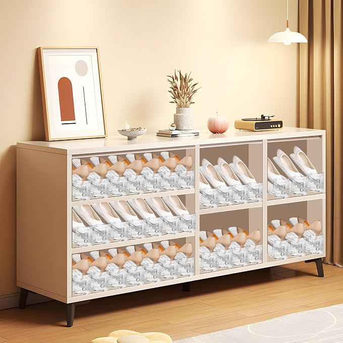 12 Pack Shoe Slots Organizer for Closet, Adjustable Shoe Stackers for a Pair of Shoes Shoe Rack Storage Shoe Space Saver 50% Shoe Shelf Display Holder for Closet - Image 9