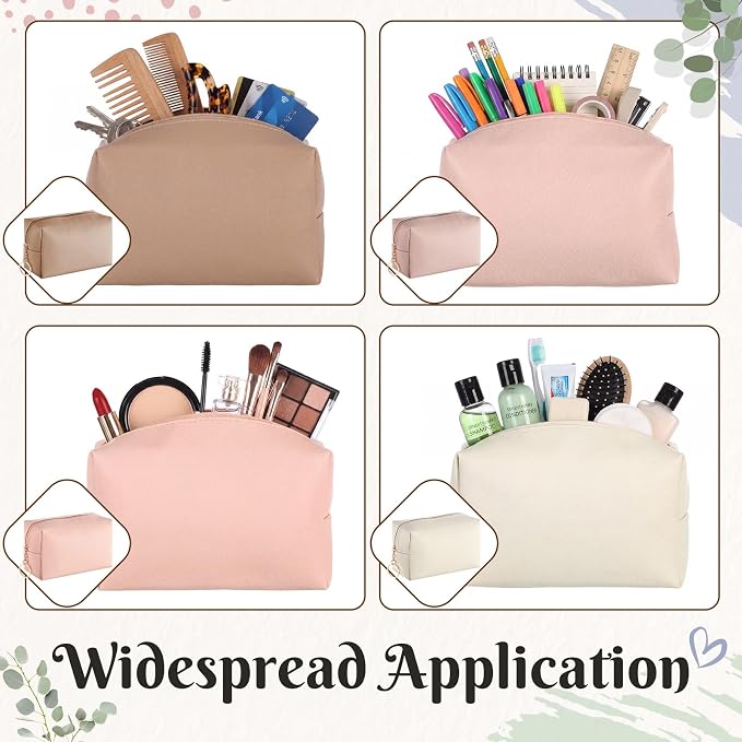 Chunful 24 Pcs Preppy Makeup Bag PU Leather Cosmetic Bag Bulk Makeup Plain Pouch Waterproof Toiletry Purse for Women Traveling Preppy Pencil Case Valentine's Day Gifts (Blush Nude) - Image 4