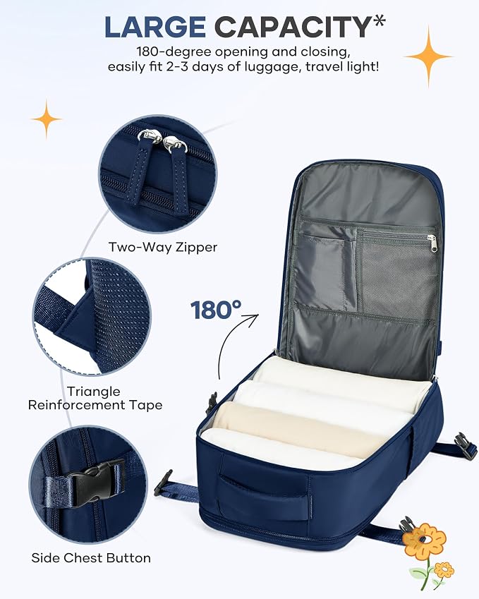 coofay Travel Backpack Carry on Flight Approved Carry on Backpack for Airplanes Personal Item Travel Bag 18x14x8 Inches Traveling Backpacks Airback Backpacks for Traveling Mochila de Viaje - Image 5