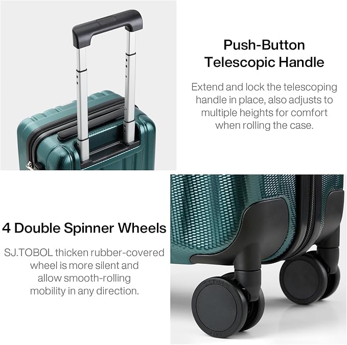 Hanke 14 Inch Underseat Carry On Luggage with Wheels Hard Shell Suitcases Lightweight Small Luggage for Weekender Mini Suitcase Carry On Bag Travel Luggage for Travel Rolling Suitcase.(Blackish Green) - Image 7
