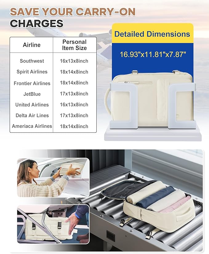 Large Travel Gym Backpack Women Carry On Backpack Flight Approved Hiking Waterproof Rucksack Casual Daypack Laptop bags airplanes Shoes Compartment Personal Item Travel Weekender Bag Essentials Beige - Image 3