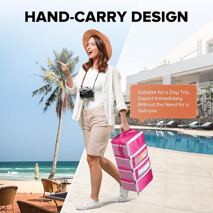 Suitcase Organizer, Travel Luggage Organizer Hanging Shelves Packing Cube Closet/Collapsible Portable Travel Organizer for Carry-on - Image 5