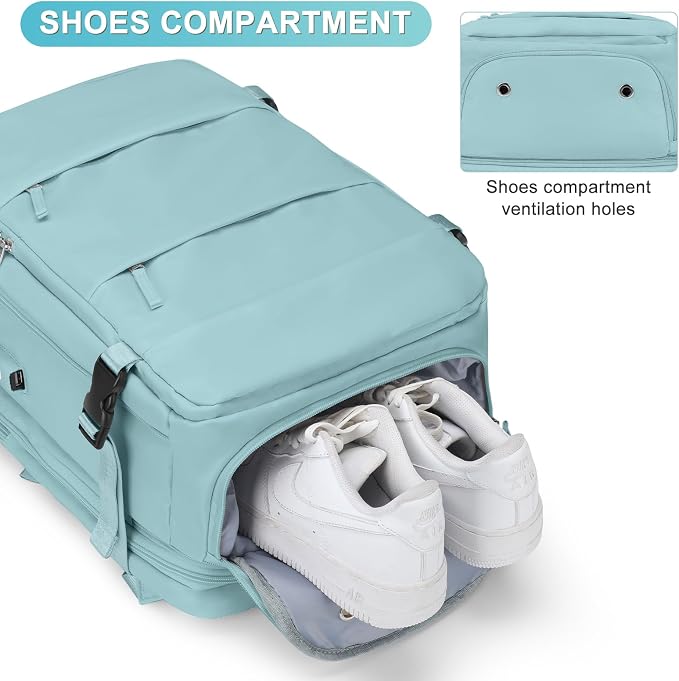 coofay Expandable Backpack For Traveling On Airplane Travel Backpack For Women Men Airline Approved Carry On Bags For Airplanes Gym Bag With Shoe Compartment Waterproof Hiking Backpack Essentials - Image 5