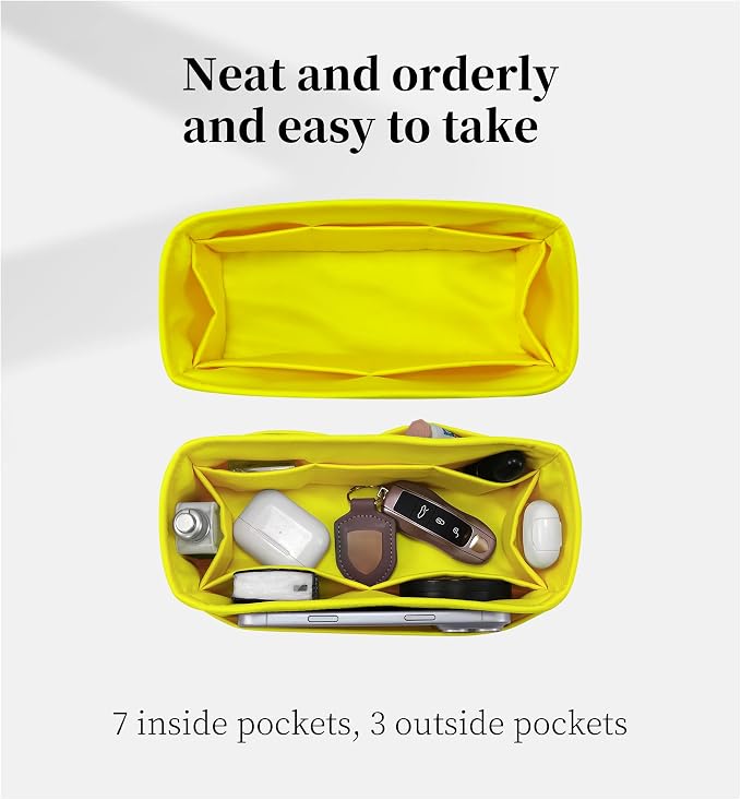 Satin Purse Organizer for Birkin 40, Lime | Custom Fit, Multiple Pockets, Lightweight Purse Essentials, Ideal for Travel, Shopping, and Daily Use - Image 8