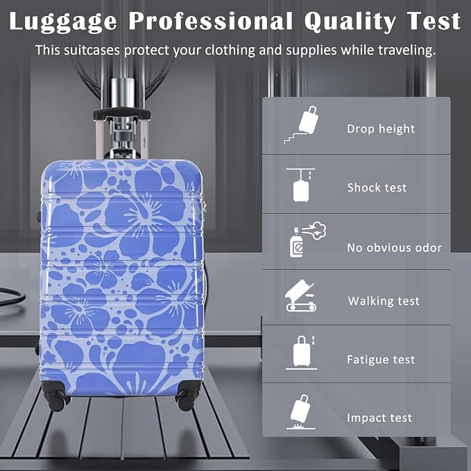 Merax Suitcase Set, Hardshell Luggage Sets 3 Piece with Spinner Wheels | Durable Printing Suitcase with TSA Lock Lightweight 20" 24" 28",Blue - Image 3