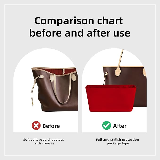 DGAZ Purse Organizer Insert Fits Neverfullbag BB/PM/MM/GM，Silk Bag Organizer，Luxury Handbag & Tote Shaper(Rouge moyen,MM) - Image 4