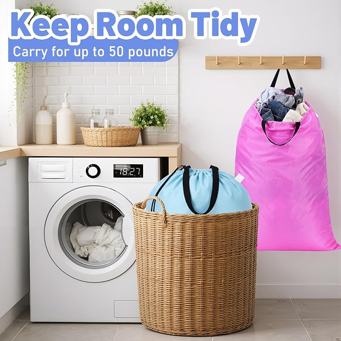 Zhehao 10 Pack Extra Large Laundry Bags 10 Varied Colors Heavy Duty Bags 27" x 40" Travel Laundry Bag with Handles and Drawstring for Dirty Clothes College Dorm Apartment Dwellers Travel - Image 6