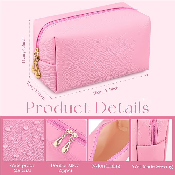20 Pcs Preppy Makeup Bags PU Leather Cosmetic Pouch with Zipper Waterproof Make up Bags Toiletry Beauty Container for Women Bridal Shower Favors End of the Year Teacher Gifts(Multicolor) - Image 2
