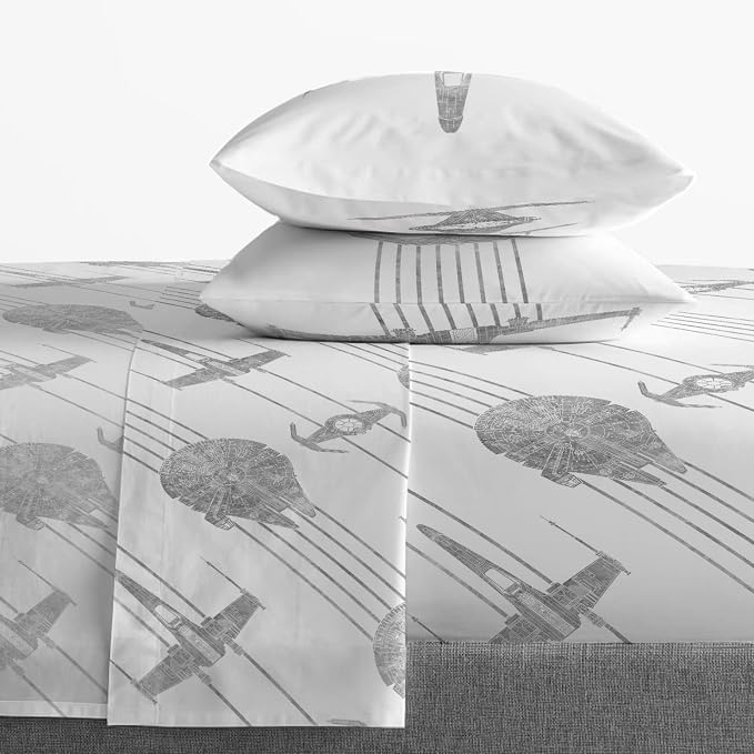 Jay Franco Kids Sheet Set with Fitted, Flat Sheets & Pillow Cover - Ultra-Soft Bedding with Pillowcase for Room Decor, White - Star Wars, 4 Piece Full - Image 6