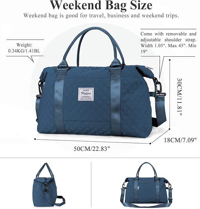 Travel Duffel Bag, Carry On Overnight Weekender Bags for Women | Travel Bag with Wet Pocket & Trolley Sleeve, For Spirit Airlines 18x14x8 Personal Item Bag - Image 3